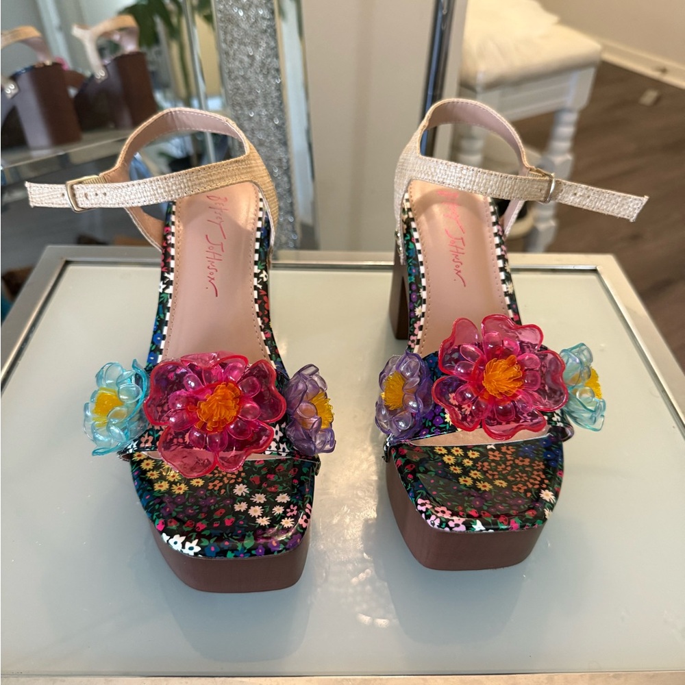 Betsey Johnson Multicolor Floral Platform Heels